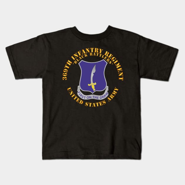 369th Infantry Regiment - DUI - First Draw - Black Rattlers Kids T-Shirt by twix123844